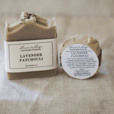 lavender and patchouli soap bars - full bar and mini bar
