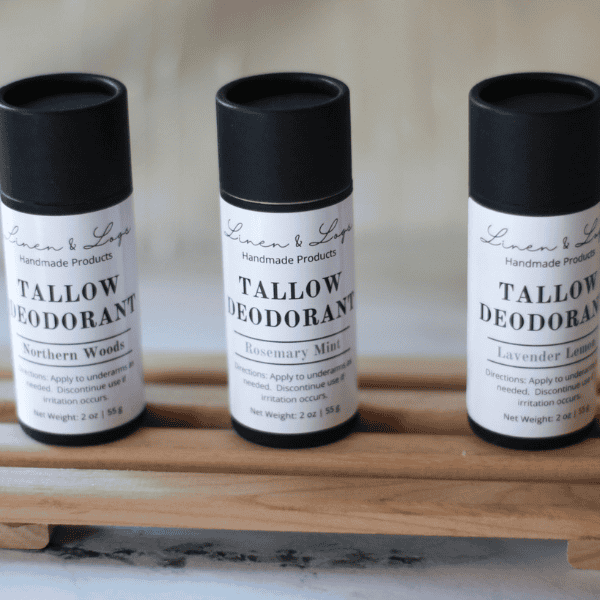 three tubes of all-natural deodorant in black biodegradable tubes.